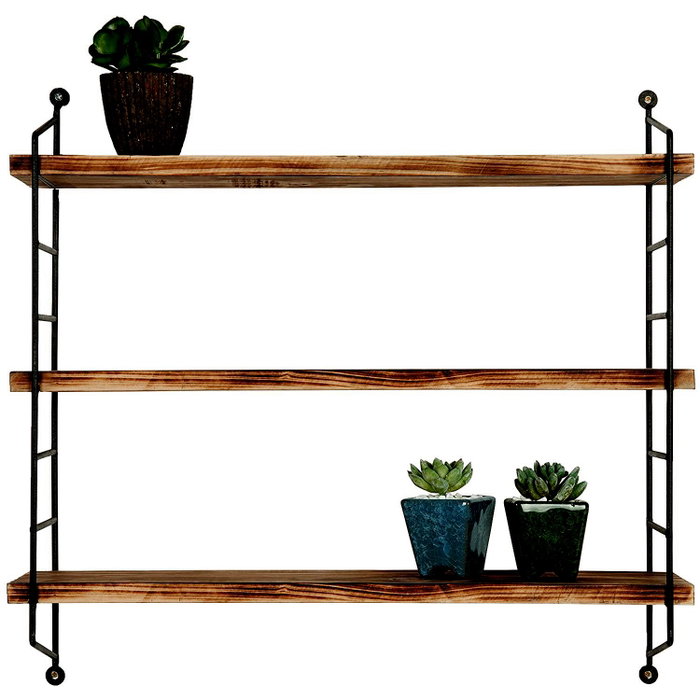 Hanah Home Wr088 Estantería de Pared de Madera y Metal Negro y Nogal Hanah Home Wr088 Estantería de Pared de Madera y Metal Negro y Nogal